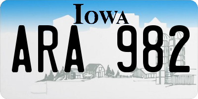 IA license plate ARA982
