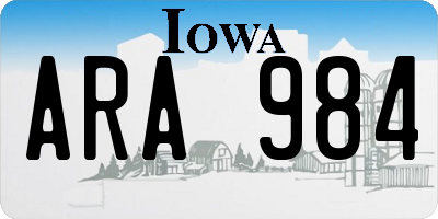 IA license plate ARA984