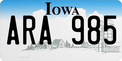 IA license plate ARA985