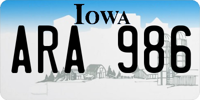 IA license plate ARA986