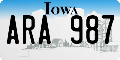 IA license plate ARA987