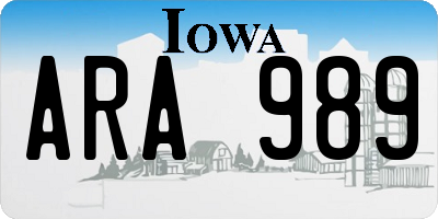 IA license plate ARA989
