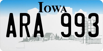 IA license plate ARA993
