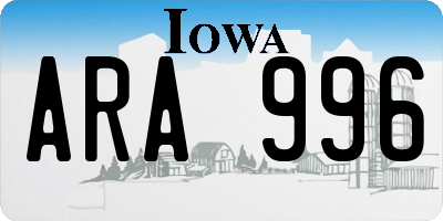 IA license plate ARA996