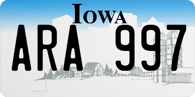 IA license plate ARA997