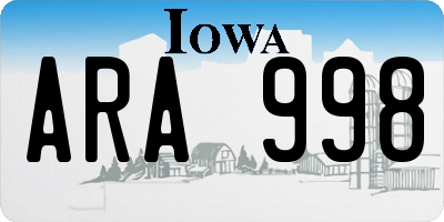 IA license plate ARA998