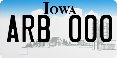 IA license plate ARB000