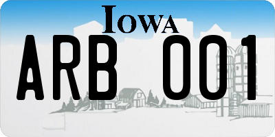 IA license plate ARB001