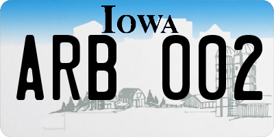 IA license plate ARB002