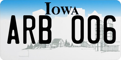 IA license plate ARB006