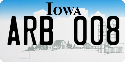 IA license plate ARB008