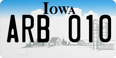 IA license plate ARB010