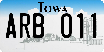 IA license plate ARB011