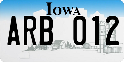 IA license plate ARB012