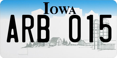 IA license plate ARB015