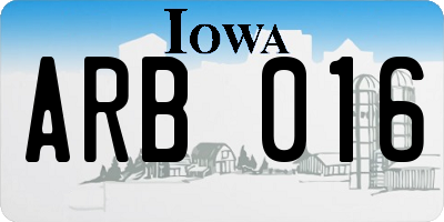 IA license plate ARB016