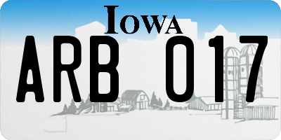 IA license plate ARB017