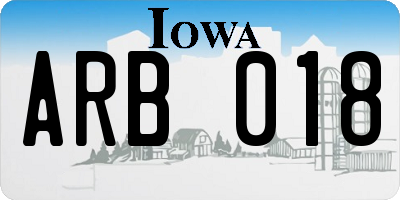 IA license plate ARB018