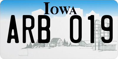 IA license plate ARB019