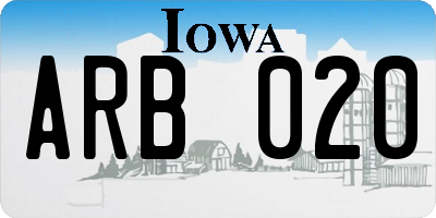 IA license plate ARB020