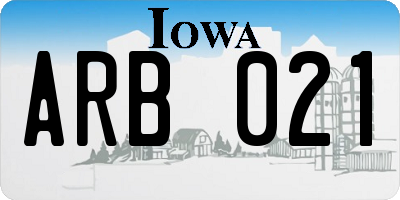 IA license plate ARB021