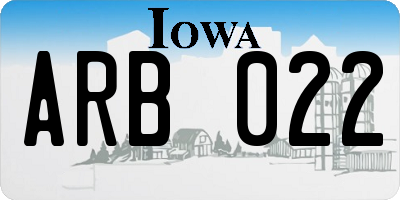 IA license plate ARB022