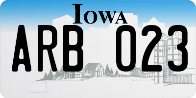 IA license plate ARB023