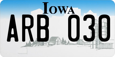 IA license plate ARB030