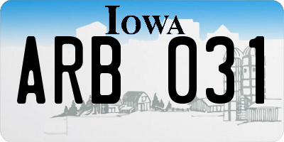 IA license plate ARB031