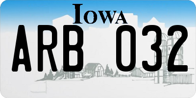 IA license plate ARB032