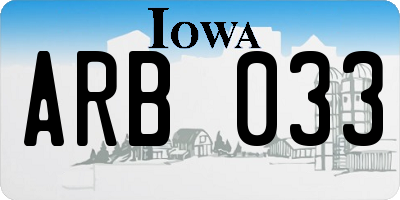 IA license plate ARB033