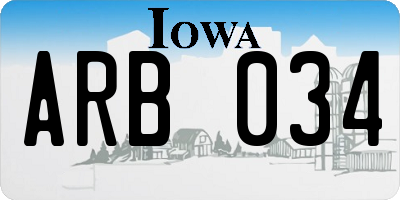IA license plate ARB034