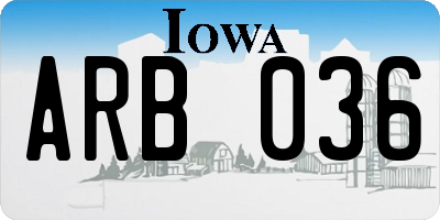 IA license plate ARB036
