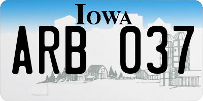 IA license plate ARB037
