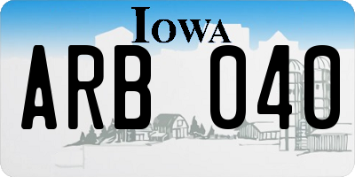 IA license plate ARB040