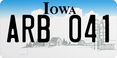 IA license plate ARB041