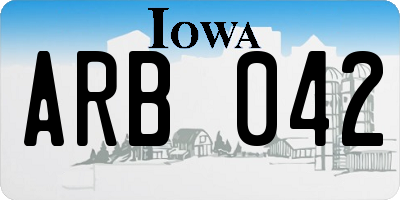 IA license plate ARB042