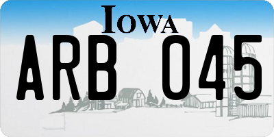 IA license plate ARB045