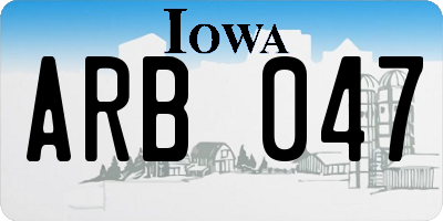 IA license plate ARB047