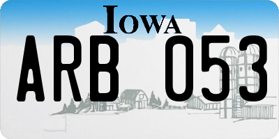IA license plate ARB053