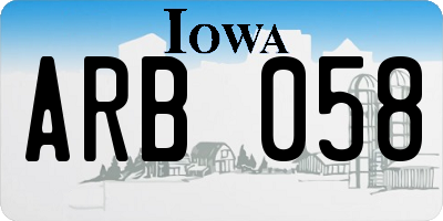 IA license plate ARB058