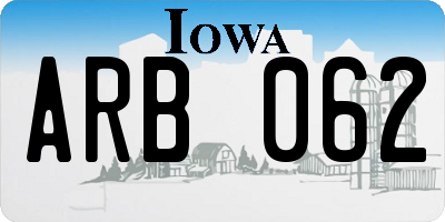IA license plate ARB062