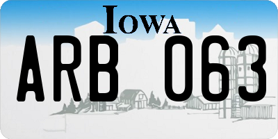 IA license plate ARB063