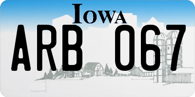 IA license plate ARB067