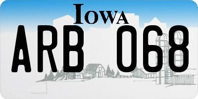 IA license plate ARB068