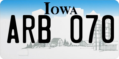 IA license plate ARB070