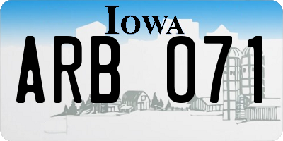 IA license plate ARB071