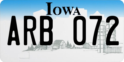 IA license plate ARB072