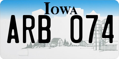 IA license plate ARB074