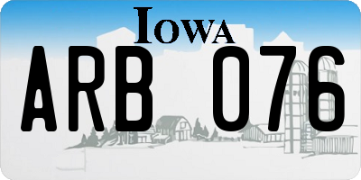 IA license plate ARB076